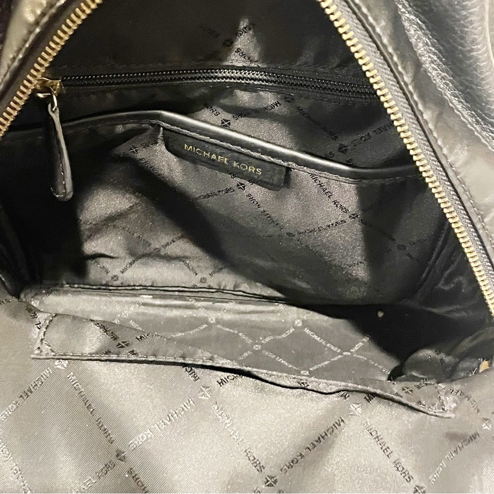 Michael Kors Black Soft Pebbled Leather Gold Studded Mini Backback Purse - Picture 5 of 7